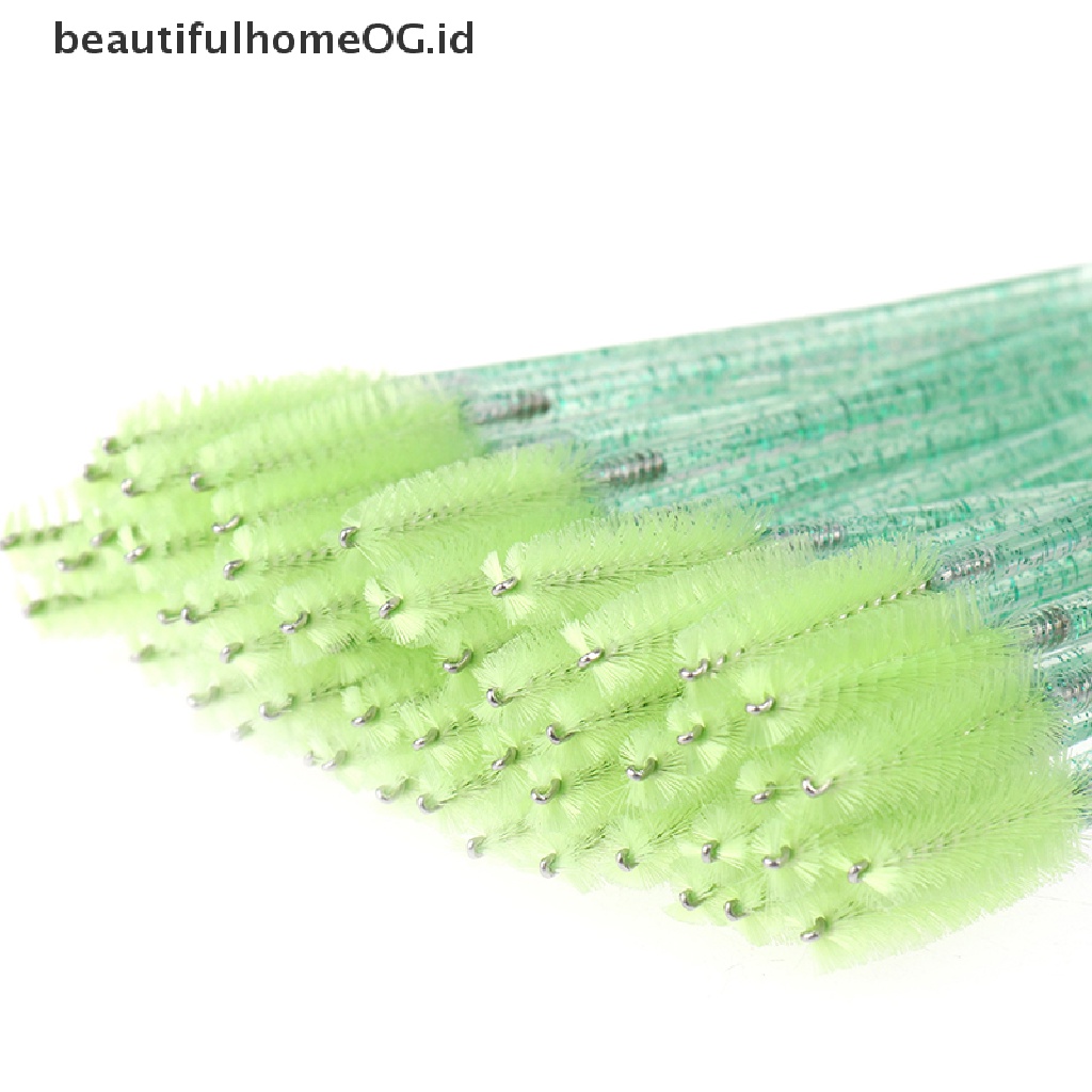 // Lebaran// 50pcs Sikat Bulu Mata Sekali Pakai Dengan Batang Kristal Sisir Alis makeup brush **