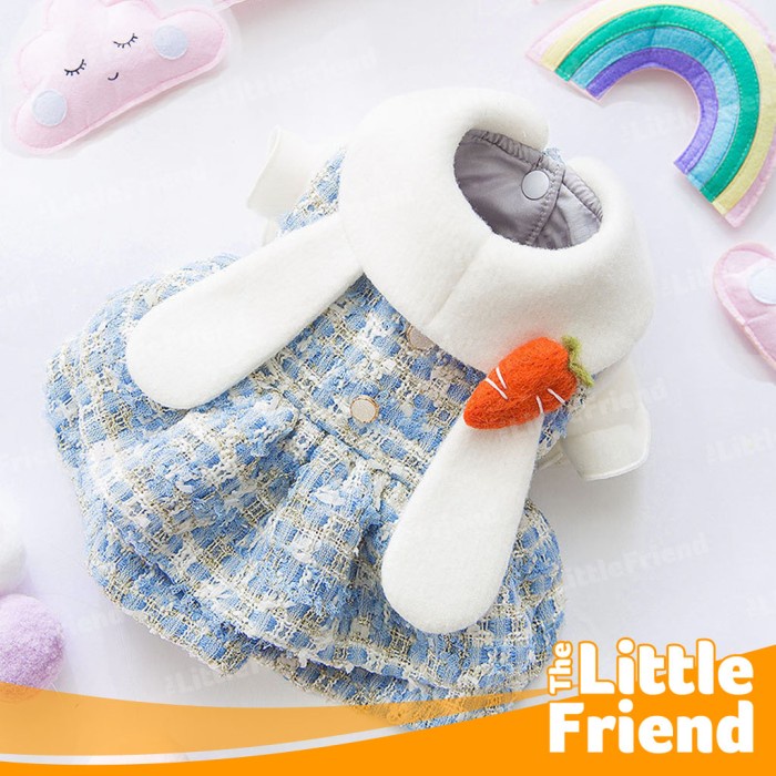 Baju Dress Anjing Kucing Betina Carrot Woolen Button - Dog Cat Skirt