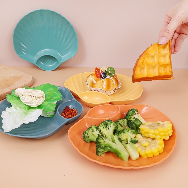 Creative Shell Bowl Dish/Piring Cuka Plastik Multifungsi/Dumpling Hot Pot Dipping Fruit Snack Plate/Peralatan Makan Tulang Ludah Meja