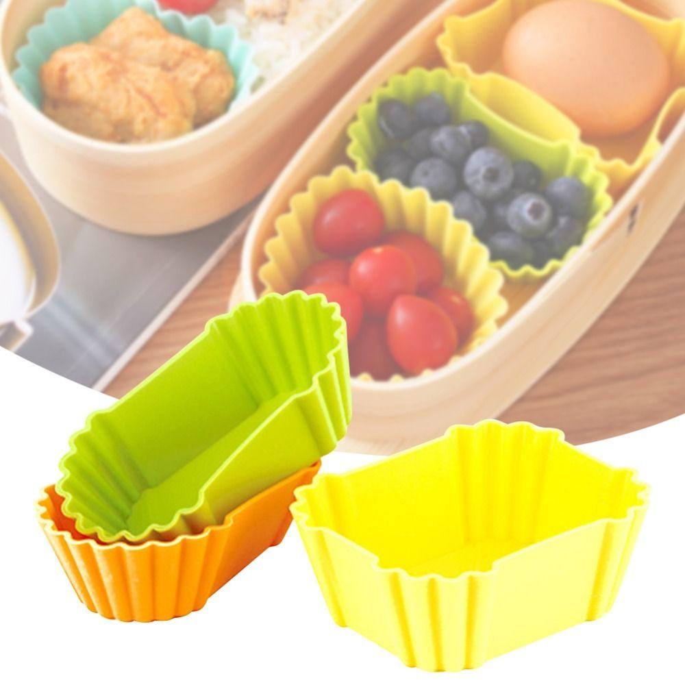 [Elegan] Cangkir Sekat Makan 3pcs/Set Cetakan Kue Silikon Reusable Warna-Warni Multifungsi