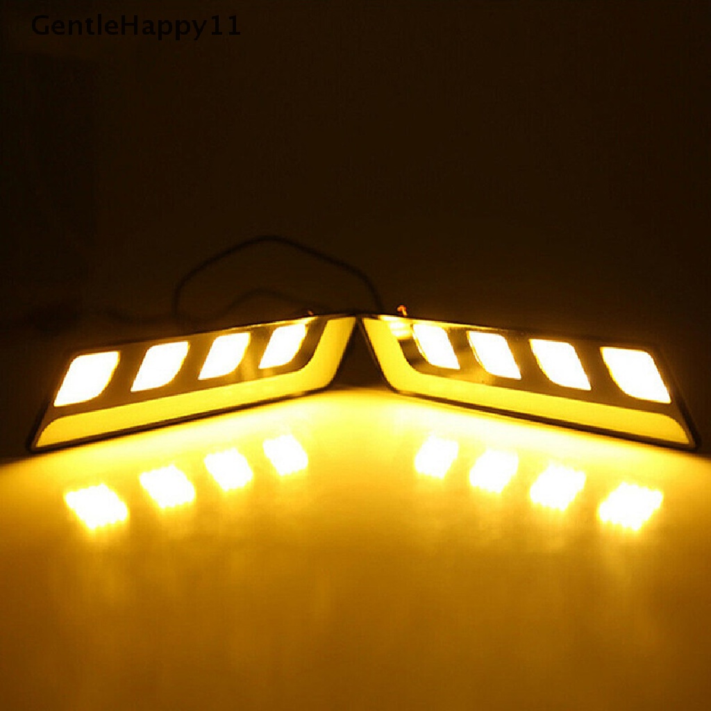 Gentlehappy 1PC LED COB Fog Lamp Mobil Siang Hari Berjalan DRL Tahan Air Dengan Lampu Sein id