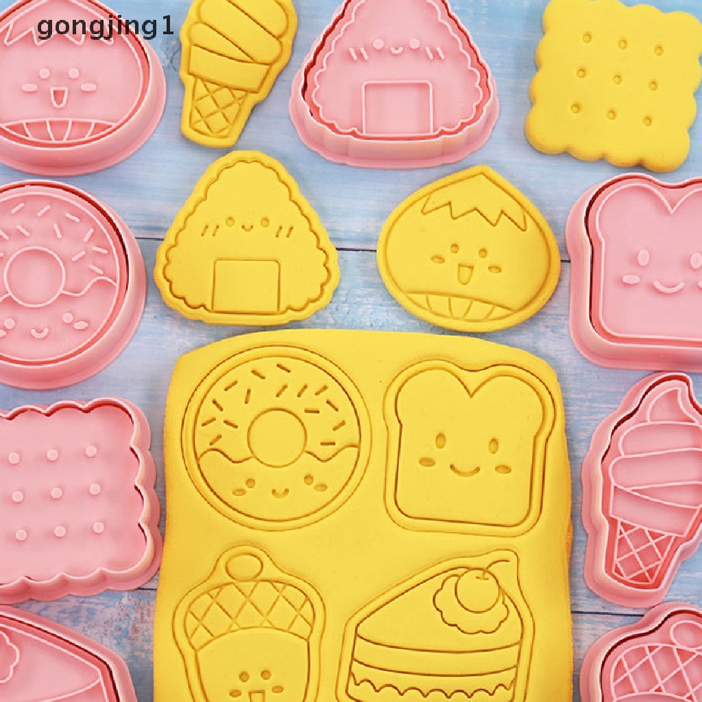 Ggg 8Pcs/set Cookie Cutters Fondant Cutter Cetakan Kue Kering Plastik DIY Fondant Pastry Decorag Baking Alat Masak ID