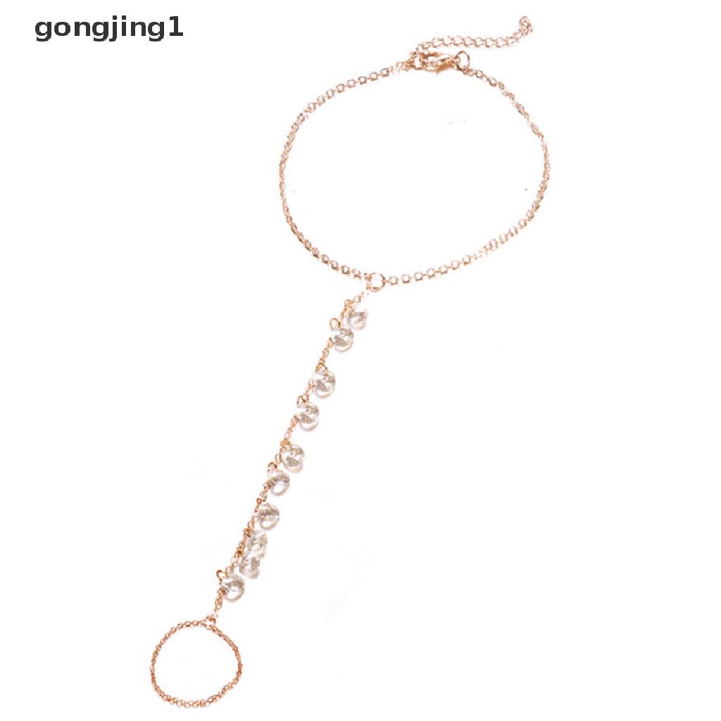 Ggg Crystal Barefoot Sandal Anklet Kaki Rantai Toe Ring Pantai Gelang Kaki Wanita ID