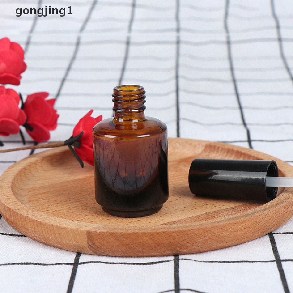 Ggg 15ml Botol Kutek Kosong Kaca Coklat Dengan Kuas Untuk Isi manicure tools ID