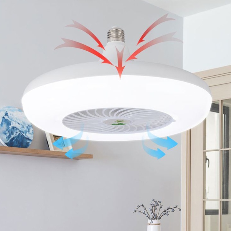 Vivi Lampu Kipas Angin Plafon E27 Kepala Lampu Cooler Fan Dengan Remote Control 2700-6000k Adjustable Untuk Belajar Kamar Tidur Kamar Mandi