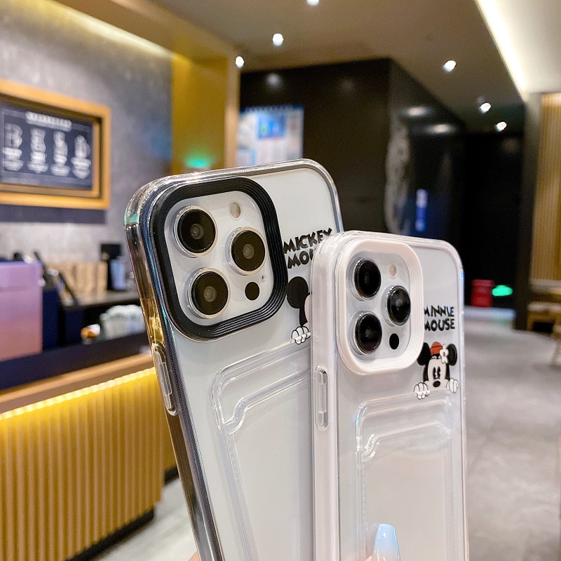 Kartu Pelindung 3in1 Desain Lengan Untuk iPhone Case14 13 12 11 Pro Max X XR XS Max7 8 Plus Kartun Mickey Minne