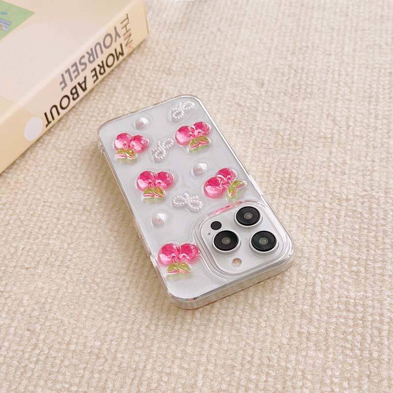 Casing Ponsel Epoxy Buah 3D Lucu Untuk iPhone 14 13 12 11 Pro MAX Plus Mini Glitter Bening Lembut Silicone Cover Musim Panas Shell Untuk iPhone X XS MAX XR 7 8 Plus SE 2022 2020