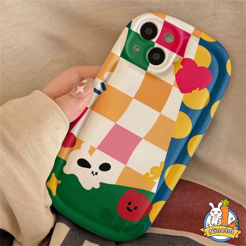 Redmi 12C A1 A1+ 10C 10A 10 9A 9C 9T Redmi Note 11 11s 10 10s 9 9s Pro Xiaomi 11 Lite Poco X3 Pro NFC Lucu Cute Kartun Badut Kontras Warna Checker Phone Case Shockproof Cover Pelindung