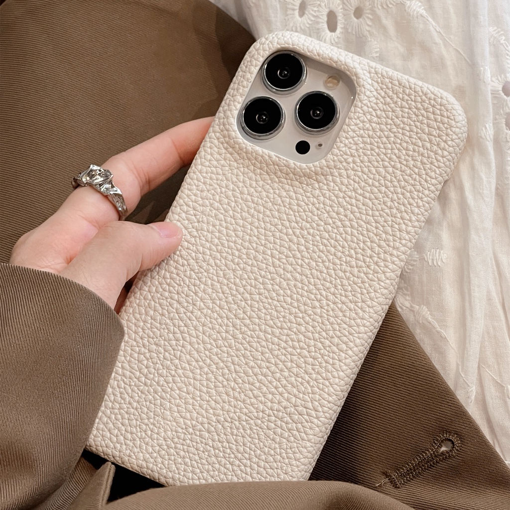 IPHONE Casing Ponsel Bahan Kulit Keras Motif Leci Mewah Untuk Iphone14 13 12 Pro Max14 Plus Proteksi Cover Casing Iphone14 Pro Max