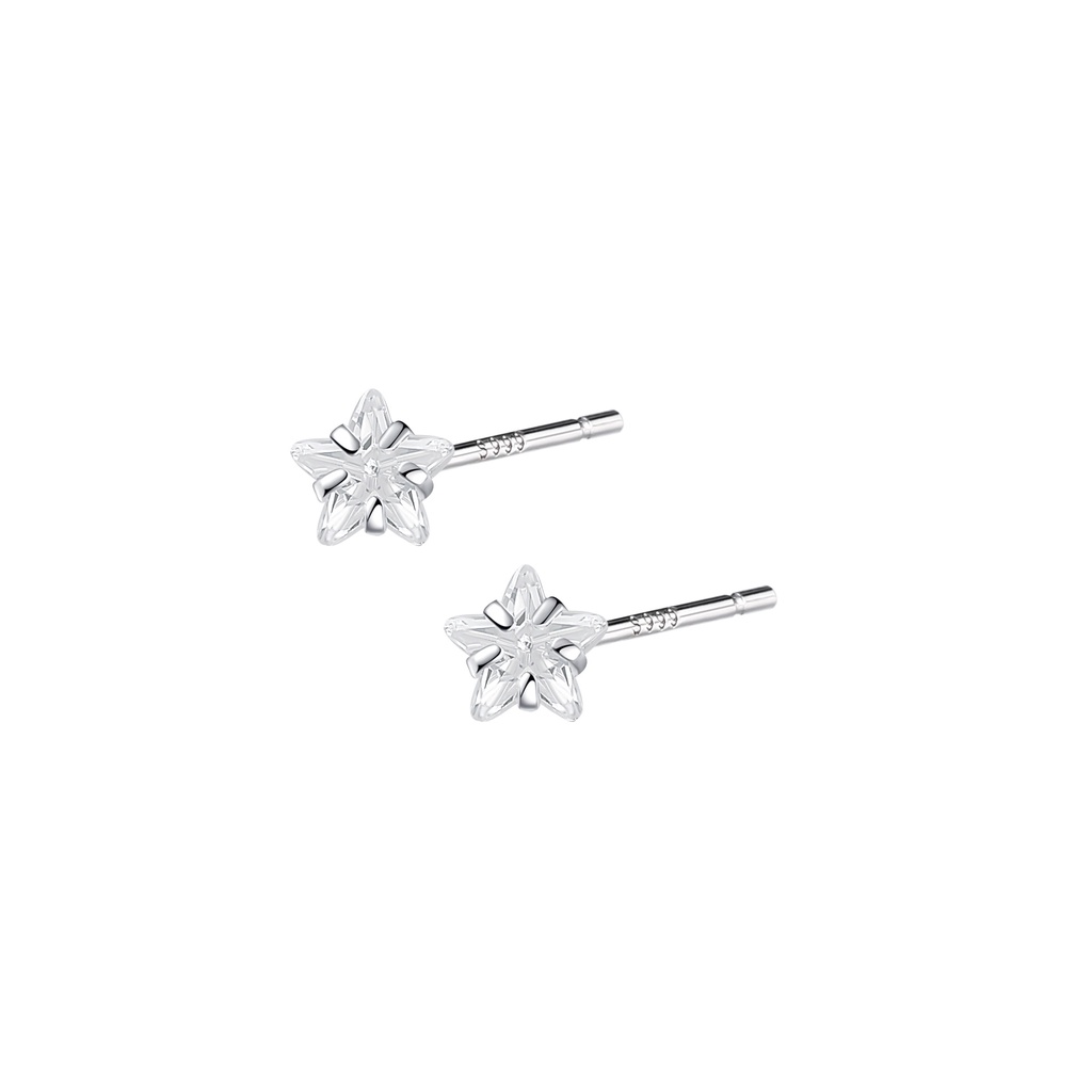 999 Sterling Perak Zirkon Anting pentagram Edisi Korea Indah Dan Sederhana Zirkon Sterling Silver Earrings