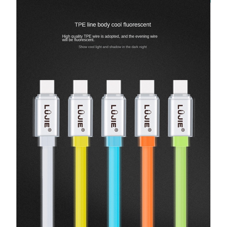 Kabel Data Luminous 1m 2A Kabel Tipe-C Kabel Cas TPE Untuk Ponsel