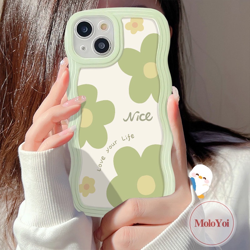 IPHONE Case Bunga Segar Kompatibel Untuk Iphone11Xr 13 14 12 Pro Max7 8 Plus X 6 6s 14 Plus XS Max SE 2020 Wavy Edge Soft Tpu Floral Phone Back Cover