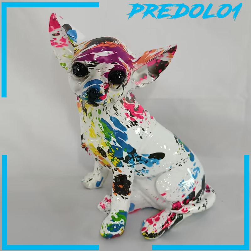 [Predolo1] Patung Graffiti Chihuahua Bahan Resin Kerajinan Patung Hewan Untuk Kamar Hadiah Kekasih Anjing