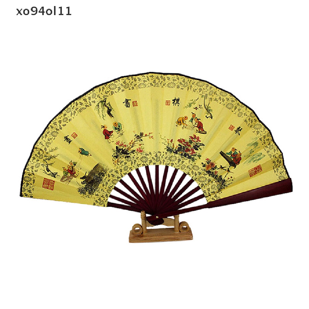 Xo 1pcs Kipas Angin Lipat Imlek Chinese Paing Pattern Polyester Fan Style Random OL