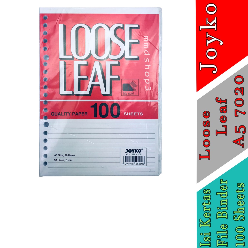 

Loose Leaf A5 7020 * Joyko * Isi Kertas File Binder * 100 Sheets