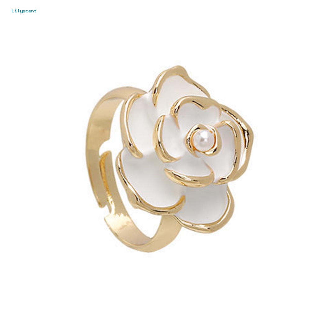 Lilyscent Cincin Jari Telunjuk Ringan Aksesori Perhiasan Dekorasi Bunga Knuckle Ring Electroplating