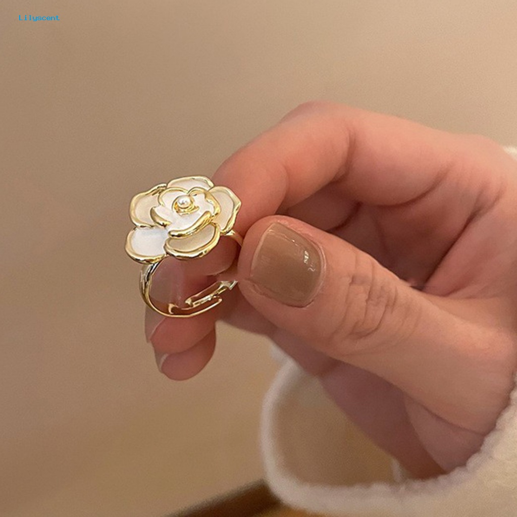 Lilyscent Cincin Jari Telunjuk Ringan Aksesori Perhiasan Dekorasi Bunga Knuckle Ring Electroplating