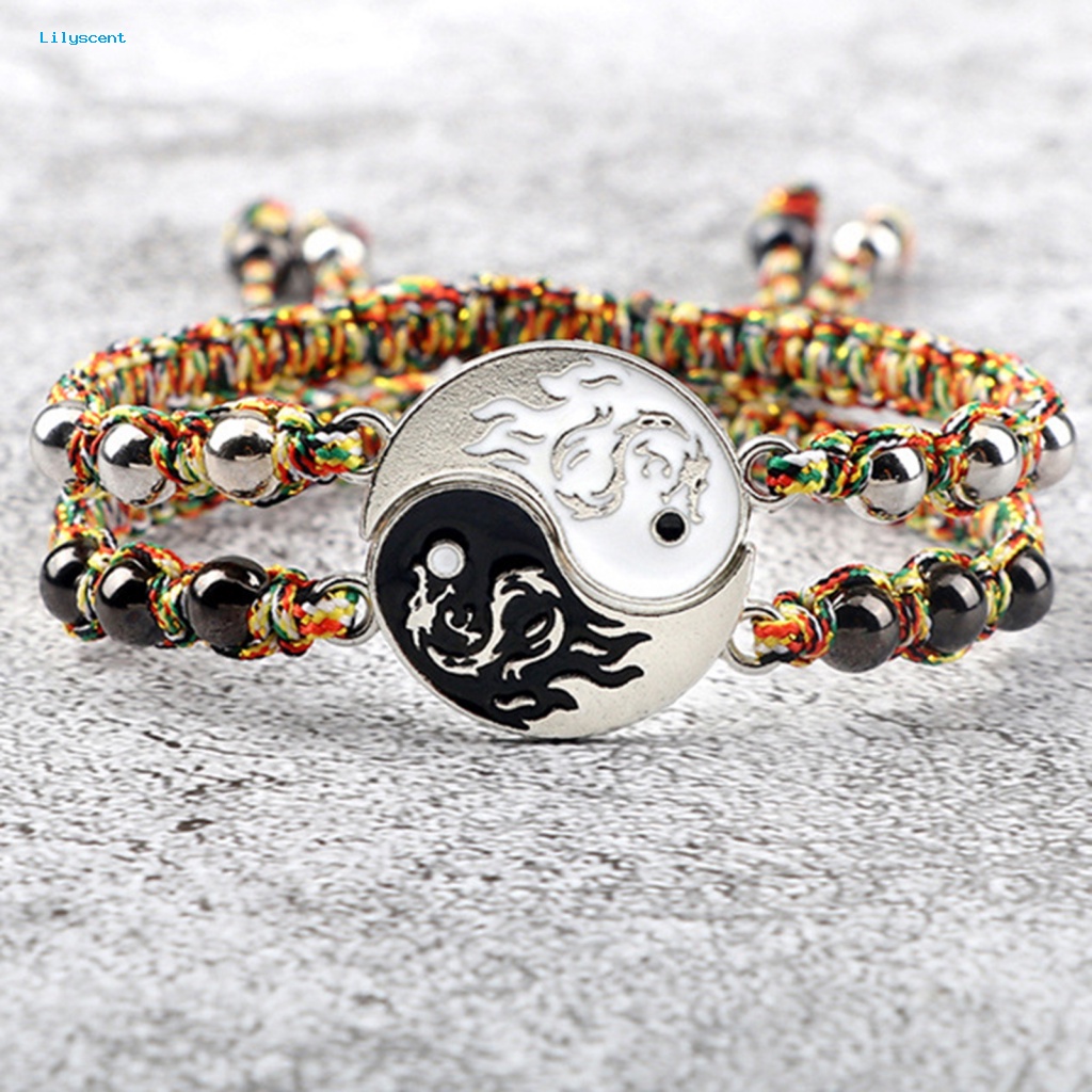 Lilyscent 1pasang Nyaman Memakai Manik-Manik Gelang Hadiah Hari Valentine Gelang Perhiasan Pesta Club Memakai Tali Nilon