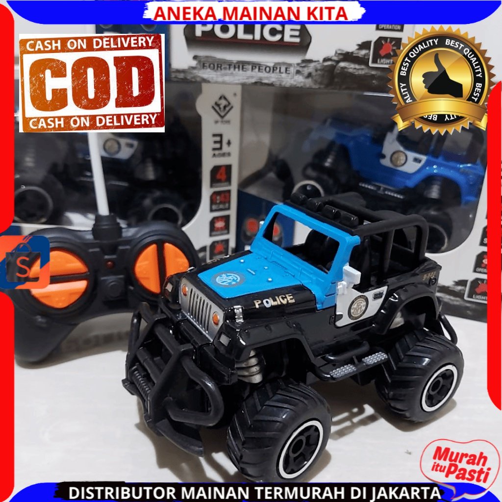 PROMO MAINAN ANAK MOBIL REMOTE CONTROL POLISI JEEP RC CAR ROCK CRAWLER  PATROLI POLICE JIP REMOT KONTROL