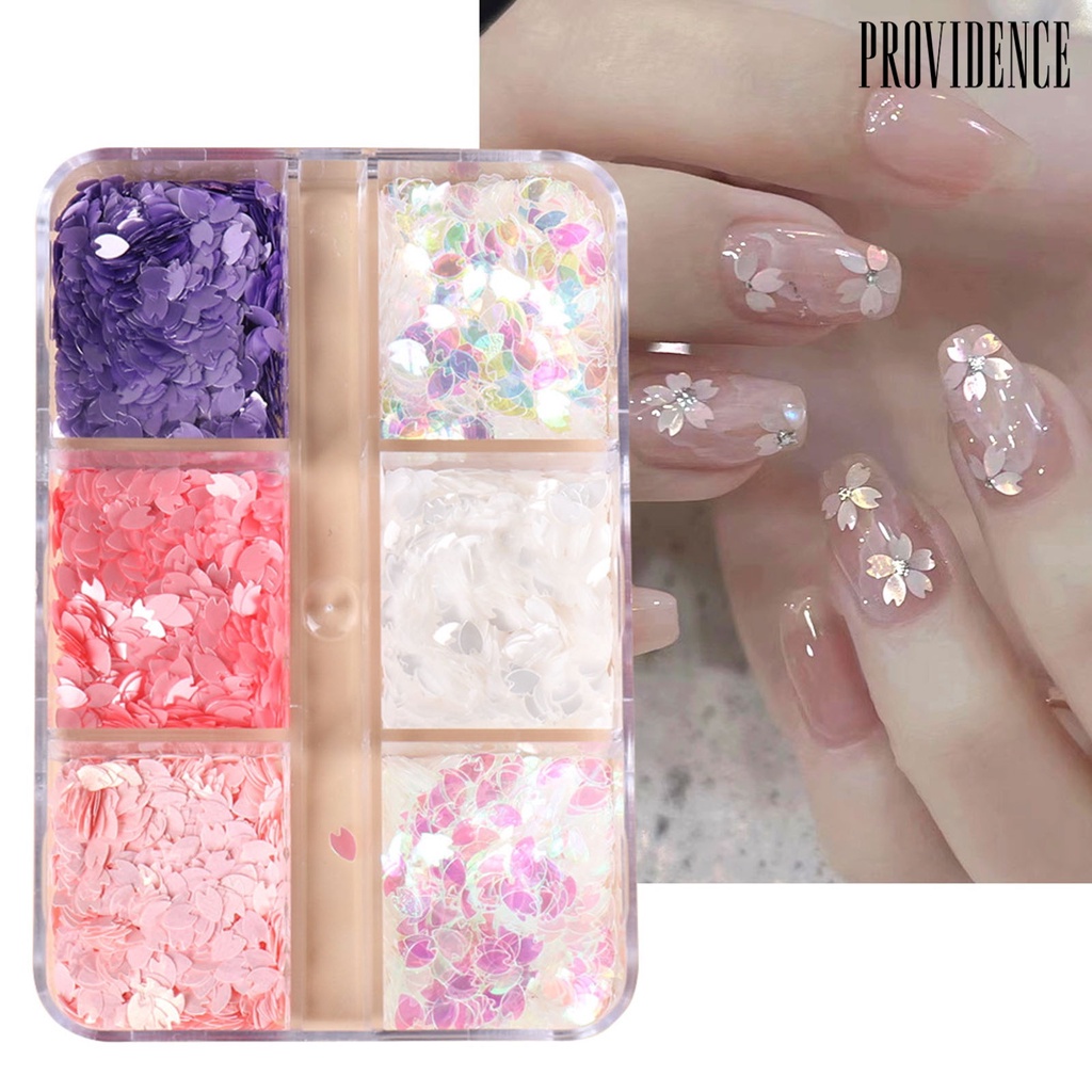 Providence 1kotak Nail Art Sequin Shining Easy Paste Indah Permukaan Halus Tipis DIY Nail Art Tangan Kecantikan Cherry Blossom Kelopak Nail Art Ornamen Manicures Stuff