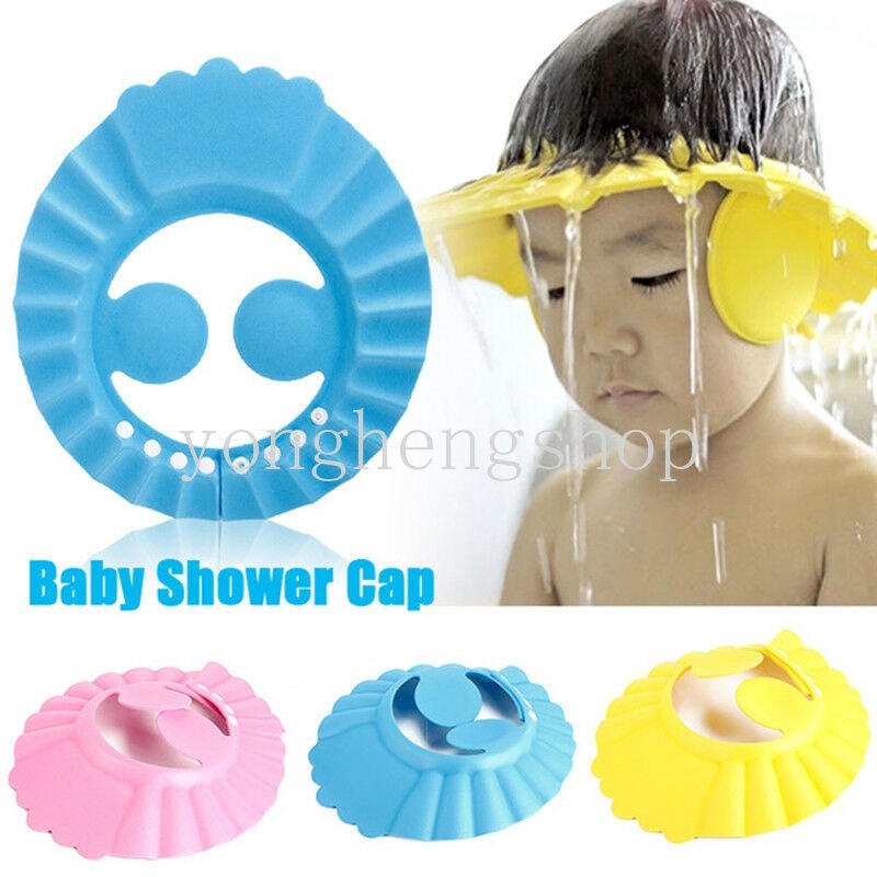 Adjustable Baby Shower Cap Anak Aman Mencuci Rambut Anti Air Perisai Anak Mandi Topi Sampo Pelindung Telinga Mata Topi Mandi Bayi