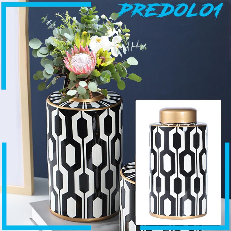 [Predolo1] Ornamen Vas Keramik Guci Jahe Porcelain Dengan Tutup Untuk Meja Ruang Tamu