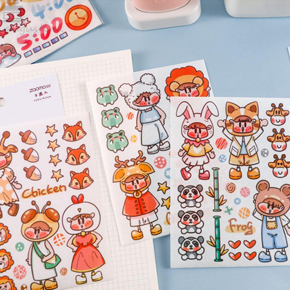 Agustina Kawaii Stiker Kawaii 4lembar Alat Tulis Sekolah Jurnal Aksesoris Scrapbooking Self Adhesive Kawaii Stationery Sticker