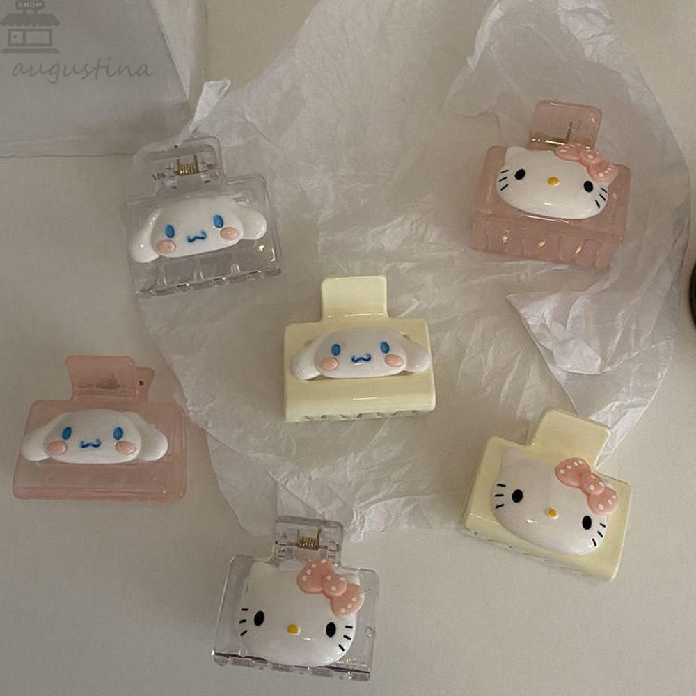 Agustina Women Hair Claws Aksesoris Rambut Manis Kuromi Kitty Cat Cinnamoroll Akrilik Kecil Ponytail Holder