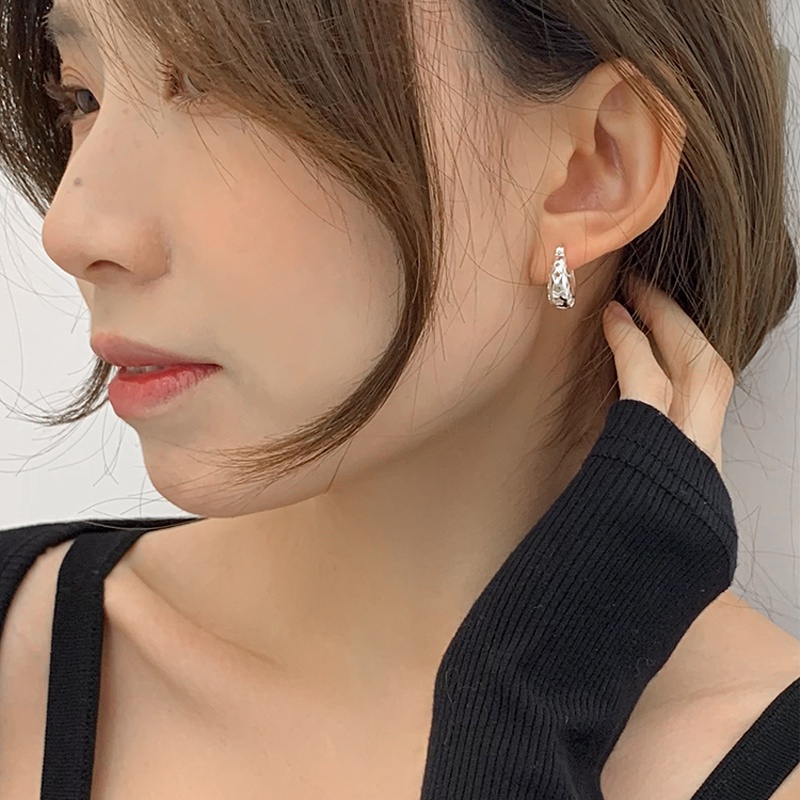 Papaozhu Korea S925 Perak Berongga Bintang Hoop Anting-Anting Untuk Wanita Perempuan Trendi Anti Alergi Anting-Anting Kreatif Langit Berbintang Hiasan Telinga Pakaian Sehari-Hari