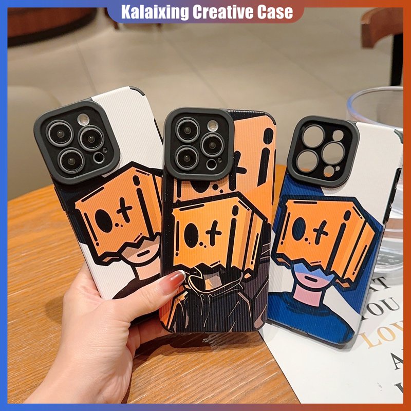 IPHONE Casing Ponsel Bahan Kulit Motif Kartun Bertopeng Anak Laki-Laki Dengan Perlindungan Lensa Untuk Iphone14 Pro Max13 12 11 X Xs XR Xs Max7Per8 Plus