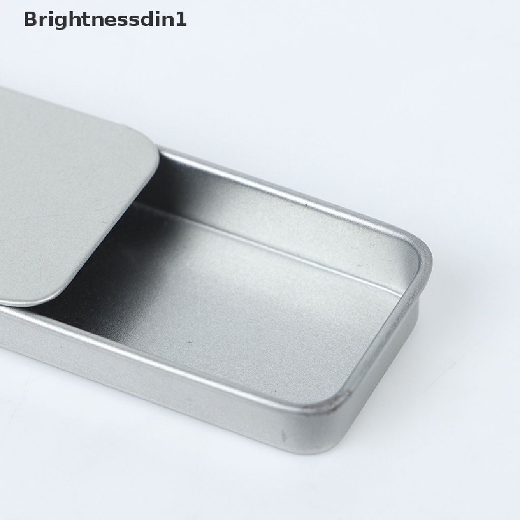 [Brightnessdin1] Kotak Kaleng Portable Mini Besi Slide Penutup Penyimpanan Perhiasan Pill Cases Wadah Bisa Butik