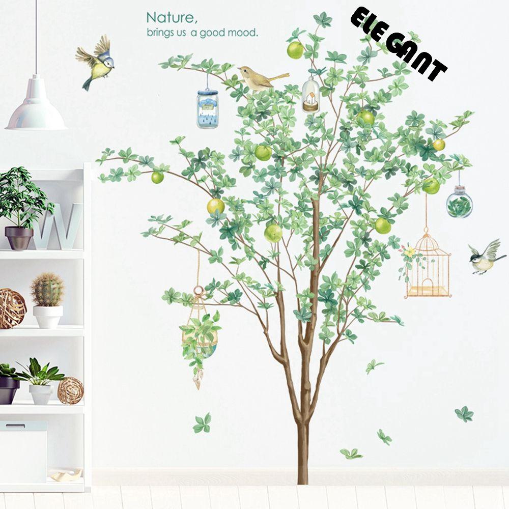 [Elegan] Stiker Dinding DIY Perekat Dekorasi Ruang Tamu Daun Hijau Sofa TV Latar Belakang Kamar Tidur Tk Mural