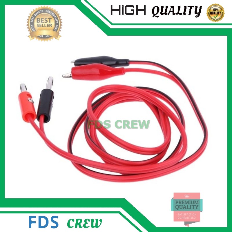 CABLE POWER SUPPLY AVOMETER MULTIMETER HITAM MERAH - KABEL POWER SUPLAI SUPLY  plus capit dan banana terminal jantan 1 METER