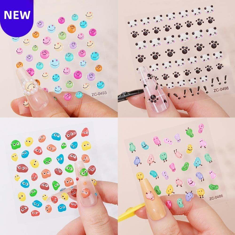 Mxbeauty Stiker Kuku Jelly Lucu Imut Love Hati Perekat Lembut Smile Panda Dekorasi Kuku