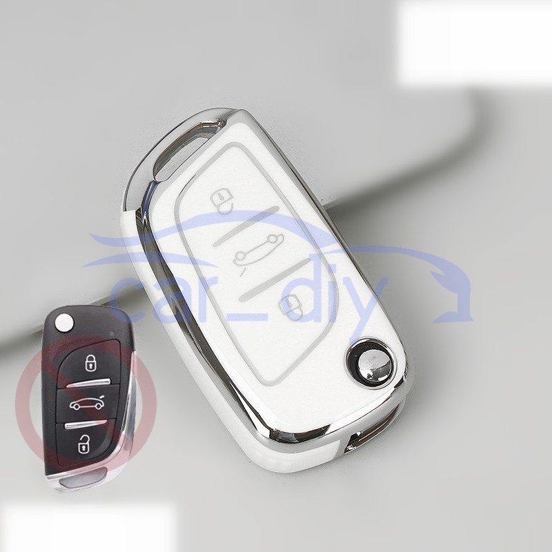 Kasus Kunci TPU Penutup Jarak Jauh Gantungan Untuk Peugeot Citroen KEYDIY Xhorse VVDI Universal DS Style Cangkang Pelindung Car Remote Key Case