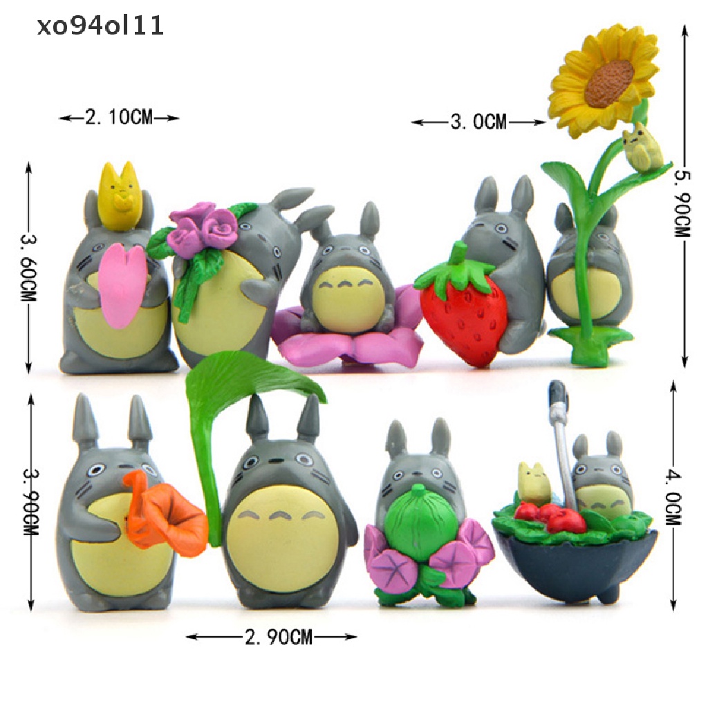 Xo Totoros Dengan Patung Daun Pohon Bunga Matahari Hayao Koleksi Figure Mini Mainan Anak OL