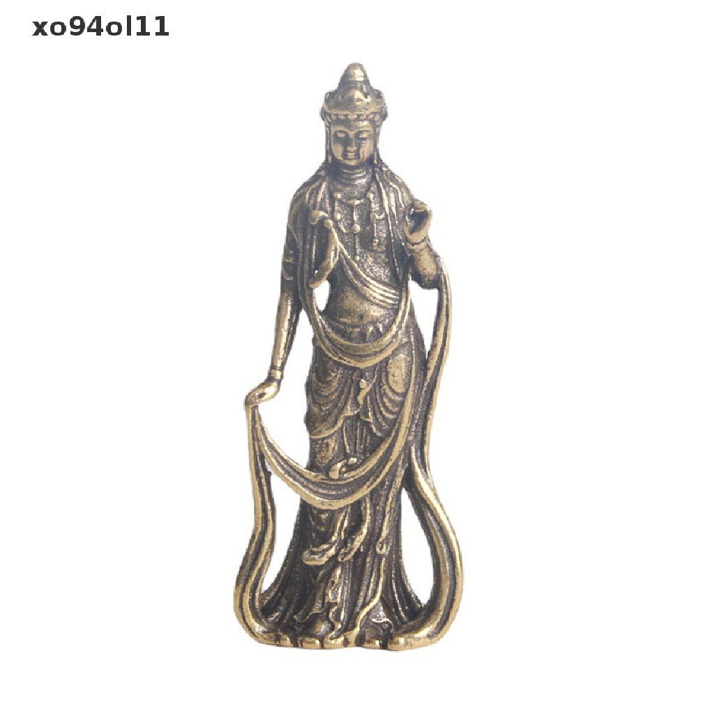 Xo Baru Koleksi Cina Kuningan Diukir Kwan-Yin Guan Yin Buddha Indah Patung OL