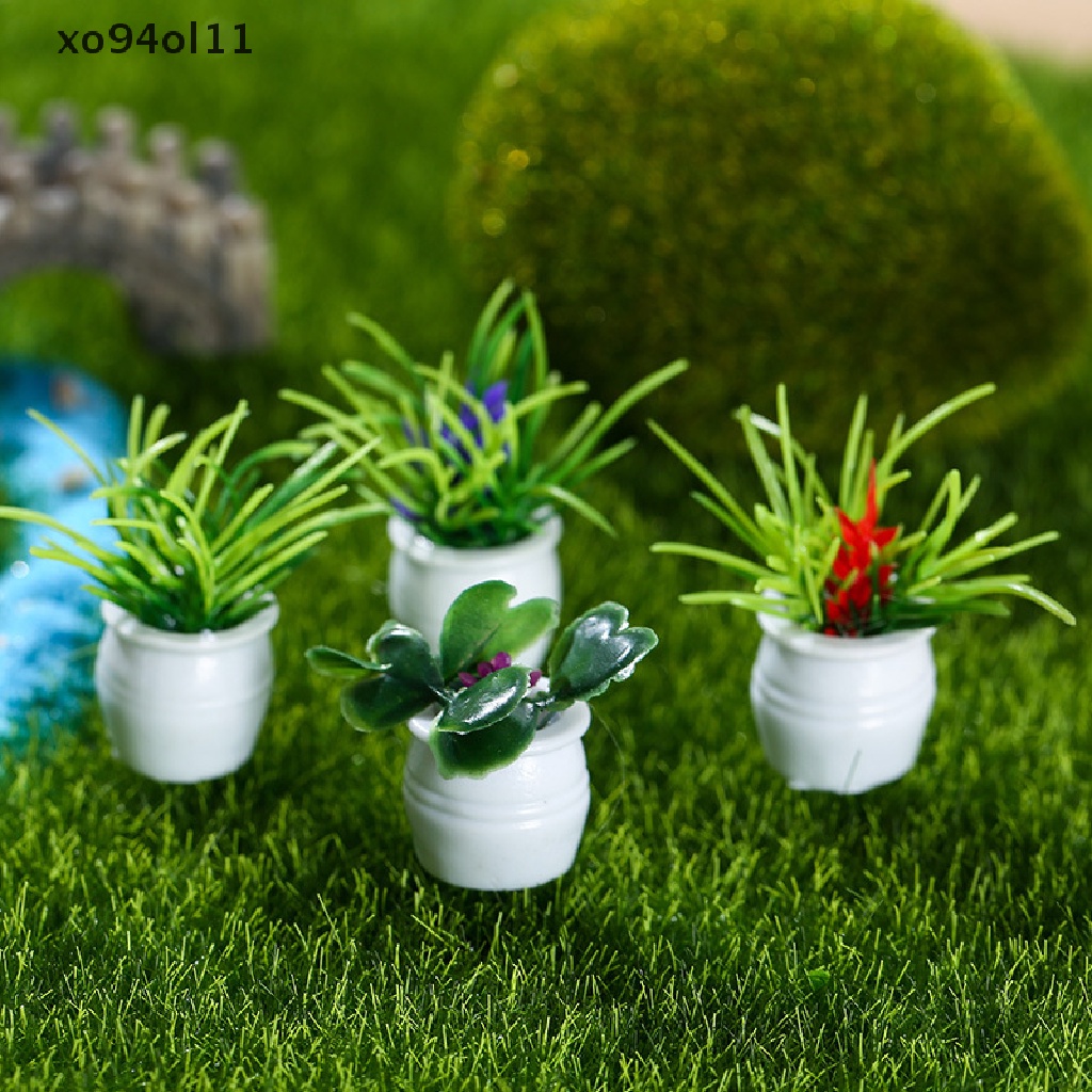 Xo 1Pcs Miniatur Rumah Boneka Hijau Pot Tanaman Furniture Home Decor Aksesoris OL