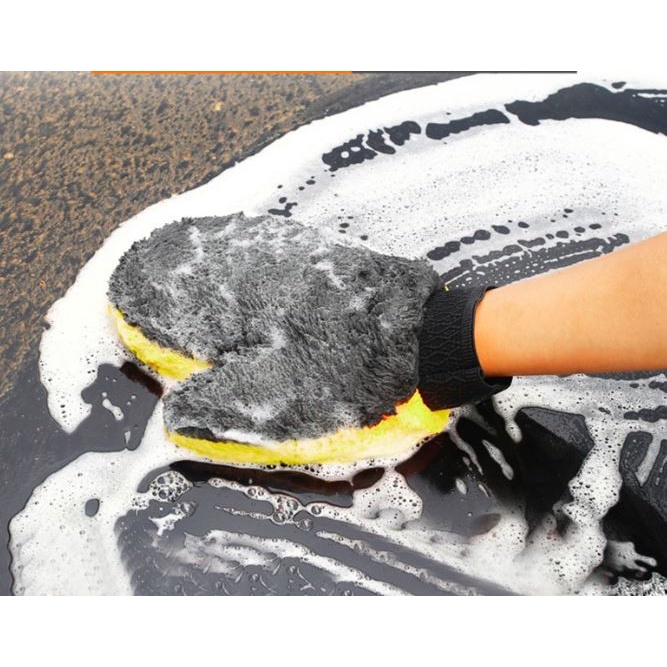 Sarung Tangan Cuci Mobil Motor wash mitt detailing microfiber dua sisi