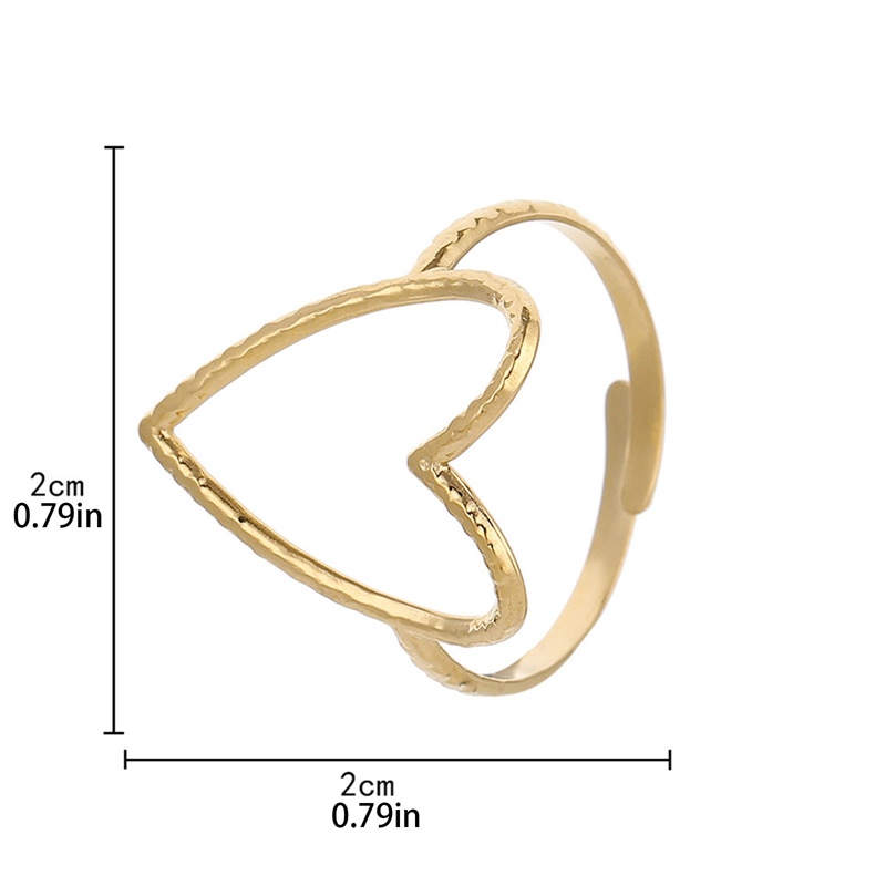Cincin Titanium Steel 2warna Hati Besar Pembukaan Yang Dapat Disesuaikan Rings Untuk Wanita Hadiah Pasangan Punk Fashion Jewelry