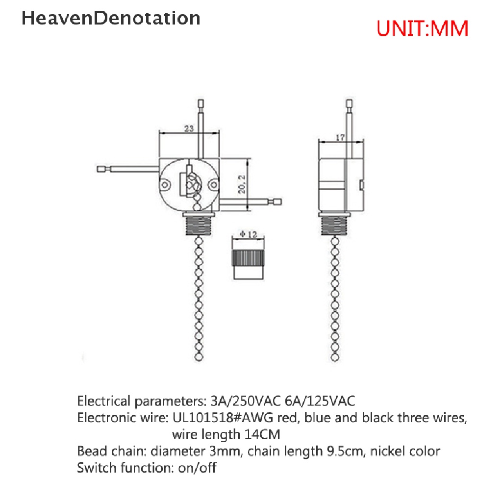 [HeavenDenotation] Pengganti 3kawat Manik-Manik Rantai Lampu Dinding Kipas Saklar Langit-Langit Tarik Cord String HDV