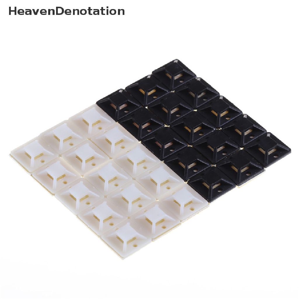 [HeavenDenotation] 100pcs/set 20mm Mount Moung Base Clamp Klip Perekat Diri Kabel Kawat Zip Tie HDV
