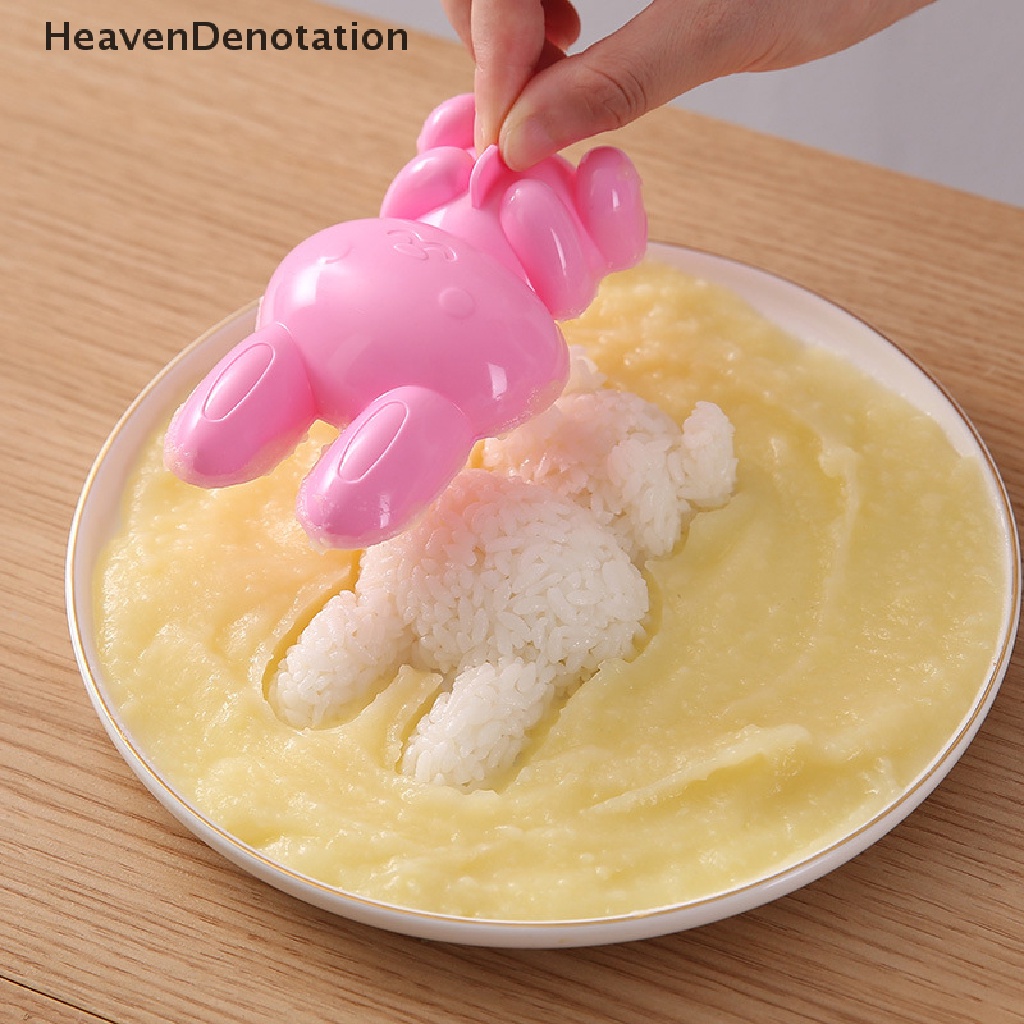 [HeavenDenotation] 1set Cetakan Sushi Dapur Cetakan Sandwich Kelinci Rice Ball Mold DIY Bento MakerTool HDV