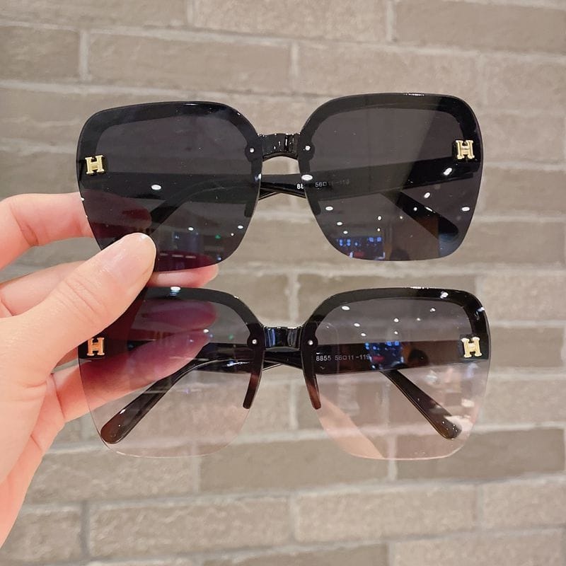WE Kacamata Hitam Tanpa Bingkai Bentuk Kotak Persegi Desain Mewah Untuk Pria Wanita Sunglass Import Murah