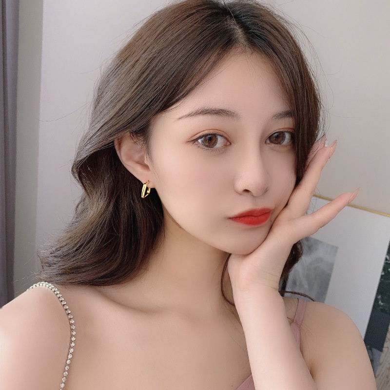 Anting Tusuk Emas Elegan Untuk Wanita Hypoallergenic Fashion Square Hollow Earring Perhiasan Aksesoris