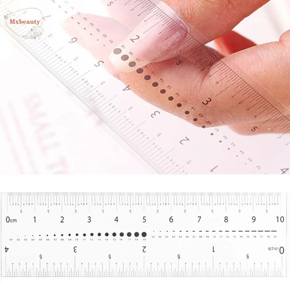 Mxbeauty Nail Measure Ruler Portable Salon Kuku Kuku Palsu Ukuran Bor Paku Rhinestone Size Pengukur Dimensi Aksesoris Kuku