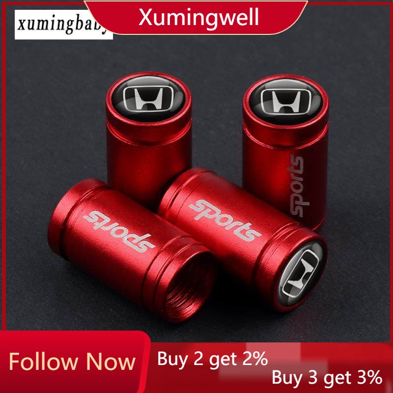 Xuming 4pcs Tutup Pentil Ban Mobil Bahan Aluminum Metal Untuk Honda Civic Accord 7 Fit Jazz Crv Hrv