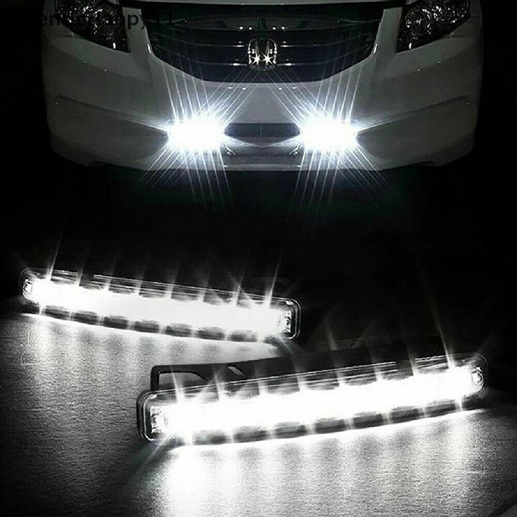 Gentlehappy New 2X Mobil 8led DRL Fog Driving Daylight Siang Running Light Head Lamp Putih id