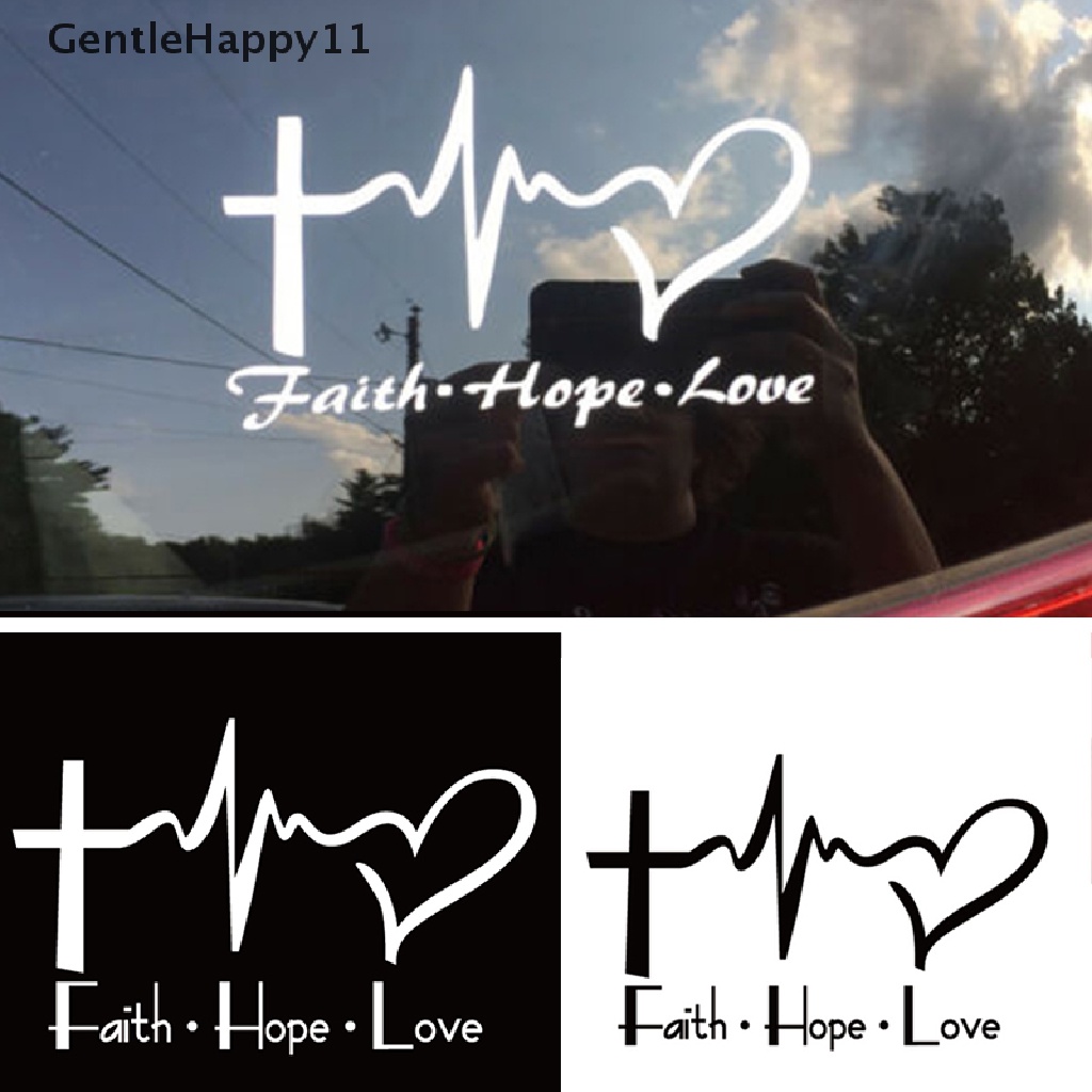 Gentlehappy Faith Hope Love Vinyl Stiker Mobil Kartun Yesus Kristen Religiou Simbol Alkitab id