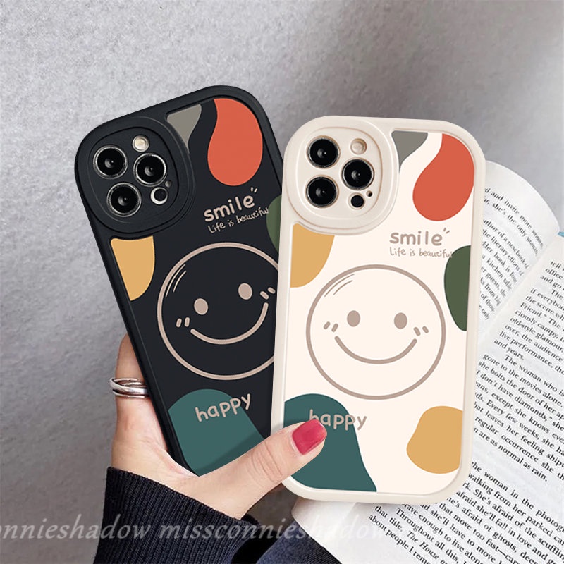 Case Realme C53 C35 C30s C55 C12 C25Y C15 C31 C21Y 10 C30 C11 C25s 10 Pro Plus C21 C20 5 6i 8 5i 7i 6s 6 8i 8Pro 9i C17 GT C3 C20A Simple Happy Smile Silicon Couples Lembut Sarung